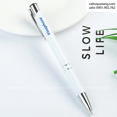 Phôi bút bi kim loại bấm – màu trắng