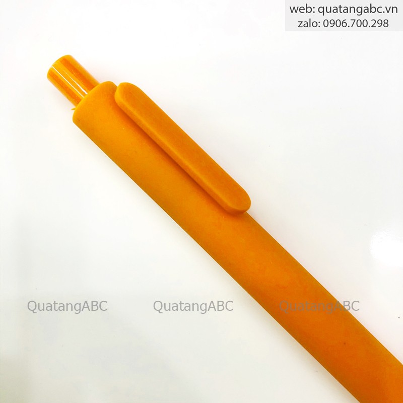 Phôi bút bi nhựa full màu cam bấm