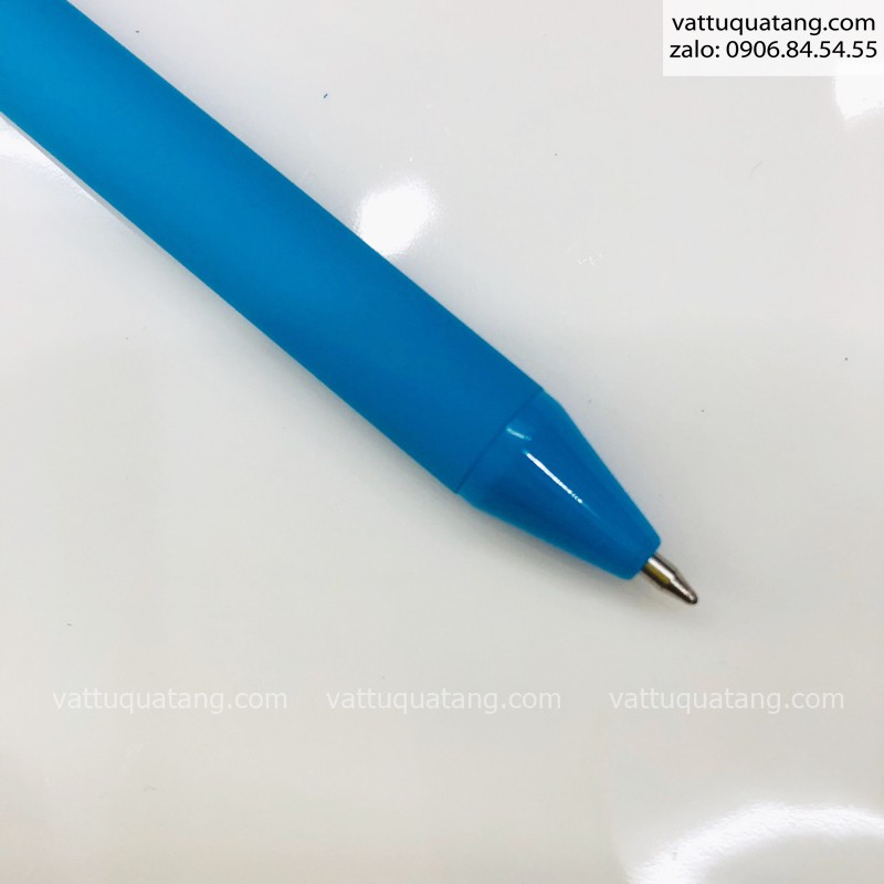 Phôi bút bi nhựa full màu xanh dương bấm