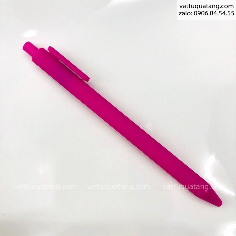Phôi bút bi nhựa full màu hồng bấm
